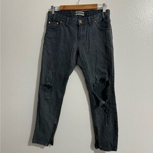 One teaspoon distressed women’s Jeans zippers‎ rebel freebirds low waist size 26